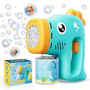✨BNWT - Seahorse Bubble Machine, Automatic Bubble Gun for Kids - Blue✨